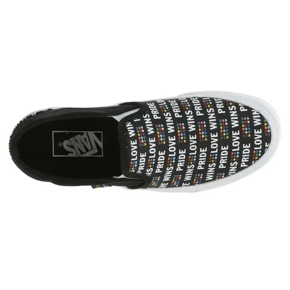 Vans Womens Asher Pride Slip On Shoes‎ Black Multicolor Love Wins Canvas 5 New